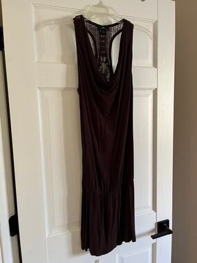 Byer California Sleeveless Mini Dress in Deep Plum with Crochet Back